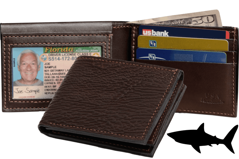 Brown Shark Luxury Designer Exotic Bifold Wallet With Flip Up ID Window **SHIPS APRIL 8th** - BullhideBelts.com