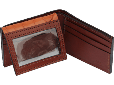 Cognac Alligator Luxury Designer Exotic Bifold Wallet With Flip Up ID Window **SHIPS APRIL 8th** - BullhideBelts.com