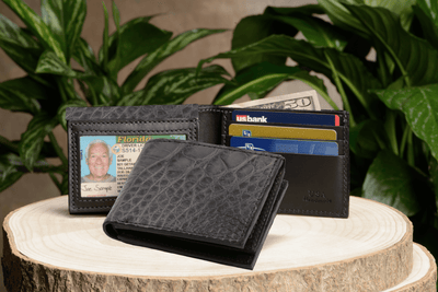 Gray Alligator Luxury Designer Exotic Bifold Wallet With Flip Up ID Window **SHIPS APRIL 8th** - BullhideBelts.com