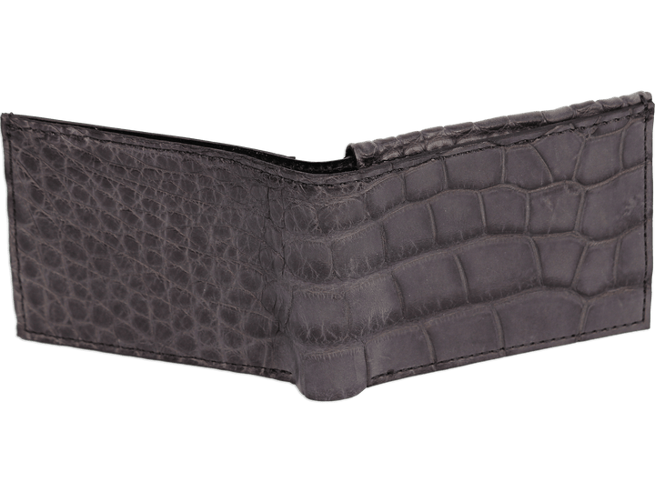 Gray Alligator Luxury Designer Exotic Bifold Wallet With
