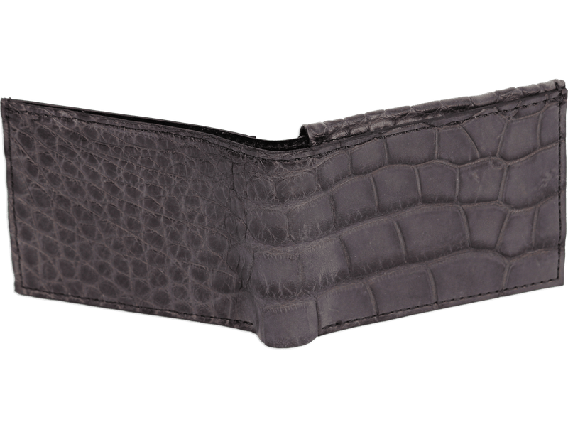 Gray Alligator Luxury Designer Exotic Bifold Wallet With Flip Up ID Window **SHIPS APRIL 8th** - BullhideBelts.com