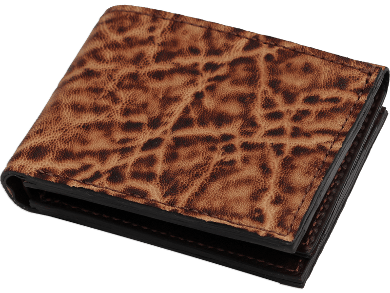 Rustic Brown Elephant Luxury Designer Exotic Bifold Wallet With Flip Up ID Window **SHIPS APRIL 8th** - BullhideBelts.com