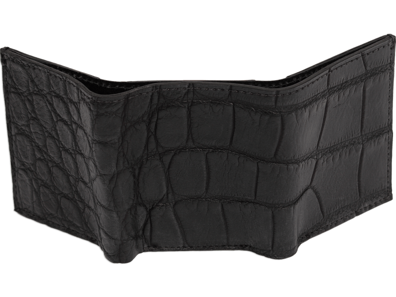 Black Alligator Luxury Designer Exotic Trifold Wallet With ID Window - BullhideBelts.com
