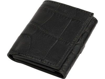 Black Alligator Luxury Designer Exotic Trifold Wallet With ID Window - BullhideBelts.com