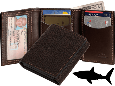 Brown Shark Luxury Designer Exotic Trifold Wallet With ID Window - BullhideBelts.com