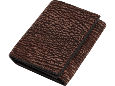 Brown Suede Shark Luxury Designer Exotic Trifold Wallet With ID Window - BullhideBelts.com