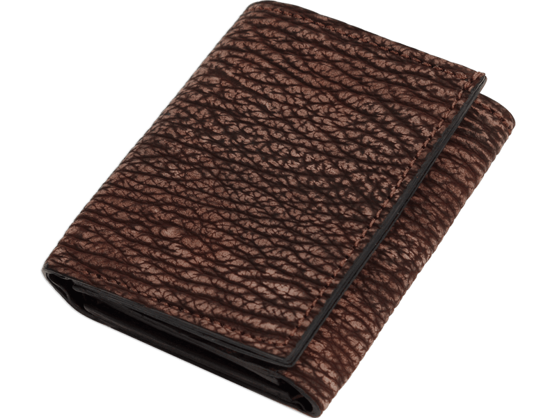 Brown Suede Shark Luxury Designer Exotic Trifold Wallet With ID Window - BullhideBelts.com