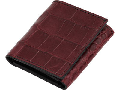 Burgundy Alligator Luxury Designer Exotic Trifold Wallet With ID Window - BullhideBelts.com