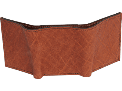 Caramel Brown Elephant Luxury Designer Exotic Trifold Wallet With ID Window - BullhideBelts.com