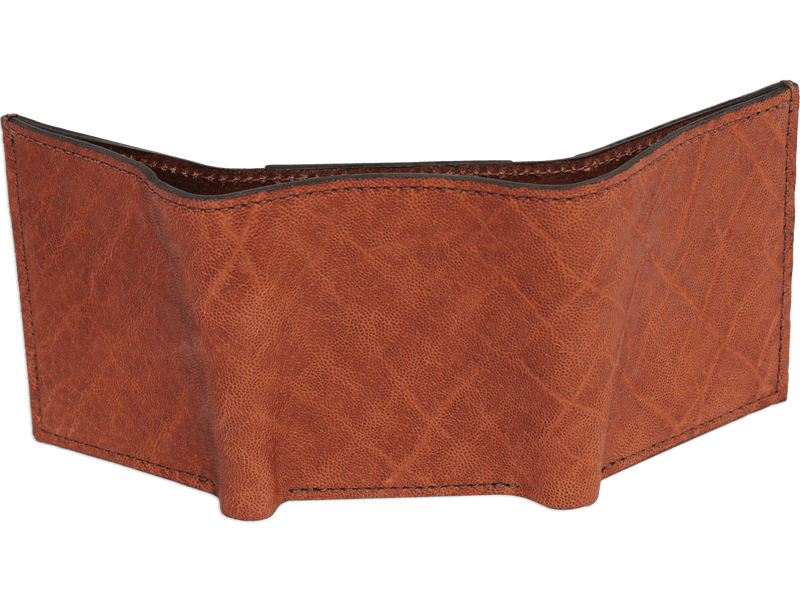 Caramel Brown Elephant Luxury Designer Exotic Trifold Wallet With ID Window - BullhideBelts.com