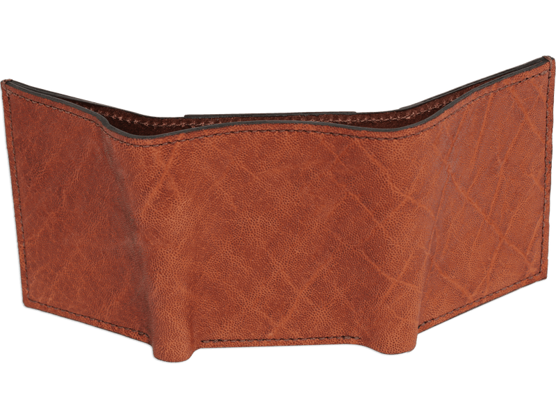 Caramel Brown Elephant Luxury Designer Exotic Trifold Wallet With ID Window - BullhideBelts.com