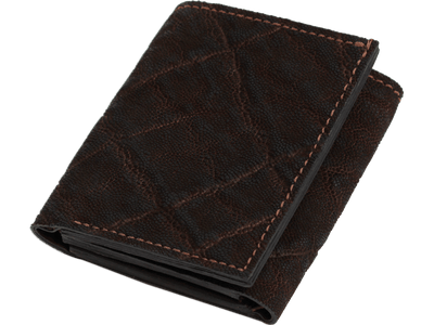 Dark Brown Elephant Luxury Designer Exotic Trifold Wallet With ID Window - BullhideBelts.com