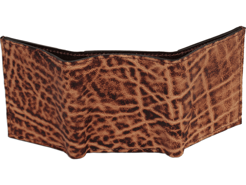 Rustic Brown Elephant Luxury Designer Exotic Trifold Wallet With ID Window - BullhideBelts.com