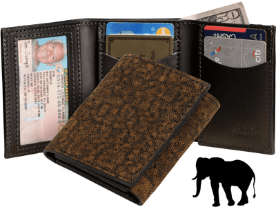 Tree Bark Elephant Luxury Designer Exotic Trifold Wallet With ID Window - BullhideBelts.com