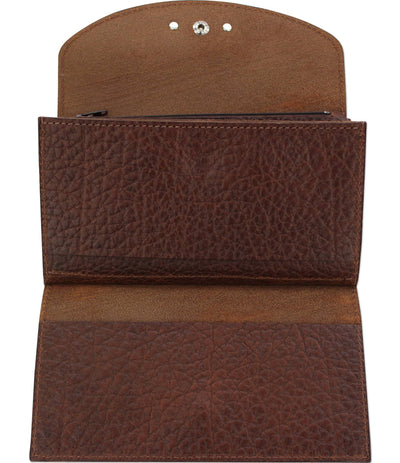 Medium Brown Bison Leather Deluxe Women's Wallet - Bullhide Belts