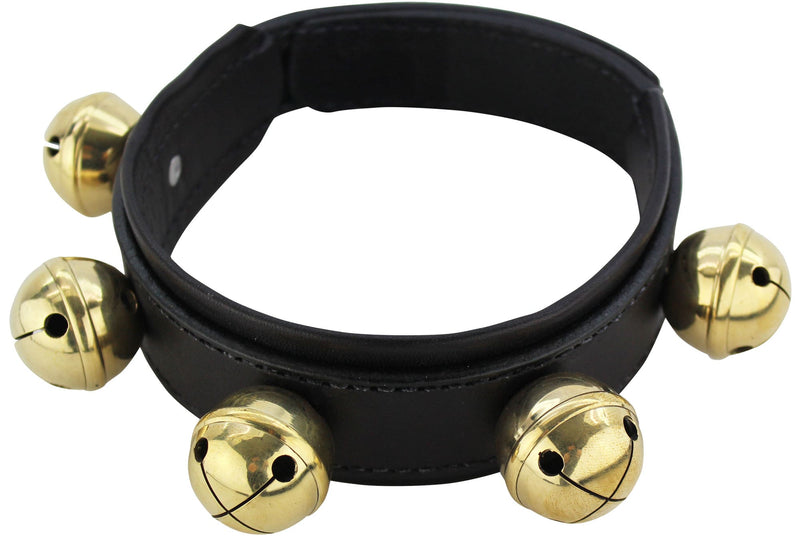 Black Leather Solid Brass Santa Claus Hand Bell - Bullhide Belts