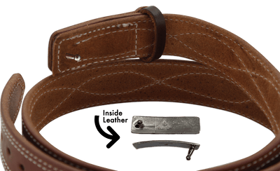 The Pit Boss: Hot Dipped Tan Figure 8 White Stitched Buckle-less Ball Hook 1.50" - Bullhide Belts