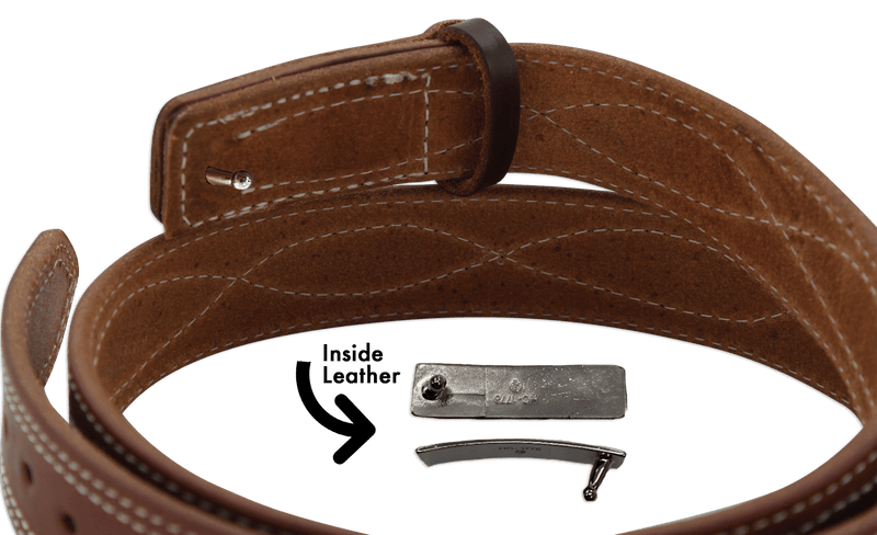 The Pit Boss: Hot Dipped Tan Figure 8 White Stitched Buckle-less Ball Hook 1.50" - Bullhide Belts