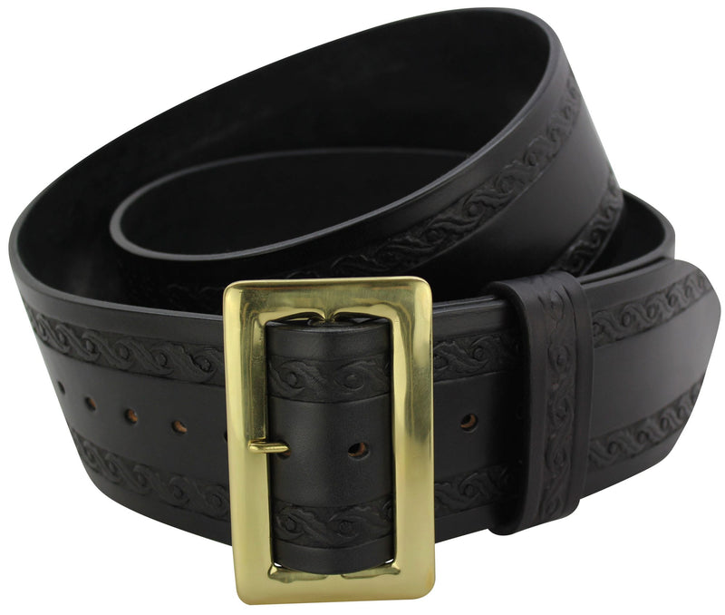 Bullhide Belts Black Leather Oak Leaf Embossed Santa Claus Belt (SKU 8586-18)