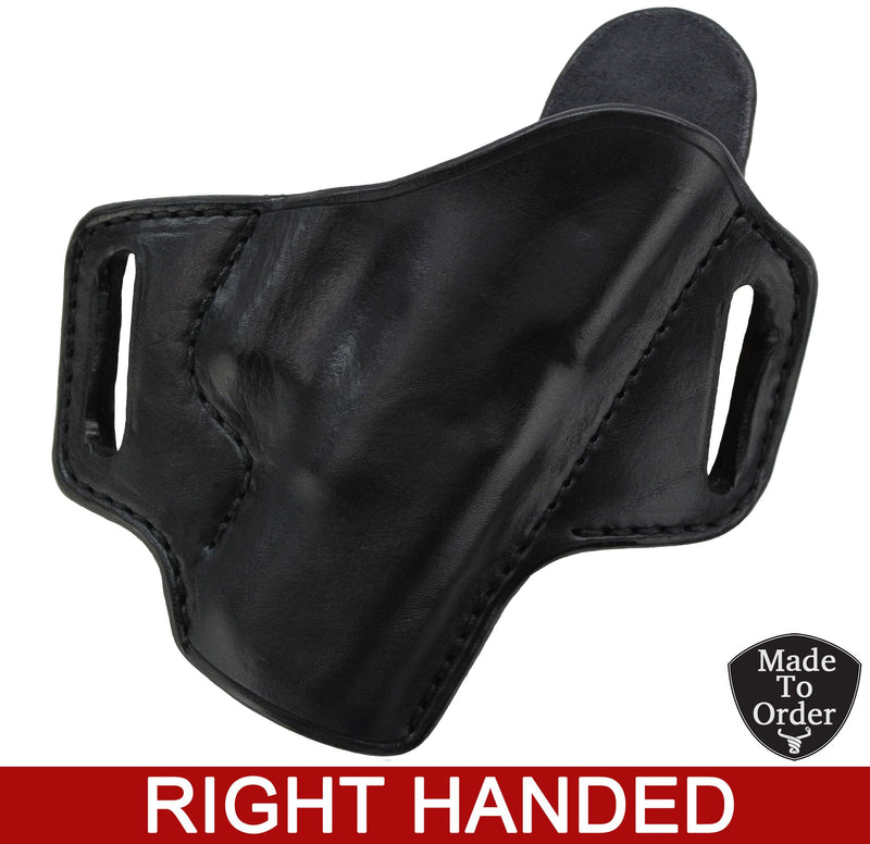 Black Leather Molded Gun Holster - FBI Forward Cant - Black Stitching - Right Handed - Bullhide Belts