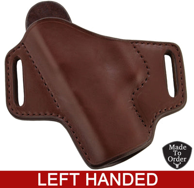 Brown Leather Molded Gun Holster - FBI Forward Cant - Brown Stitching - Left Handed - Bullhide Belts