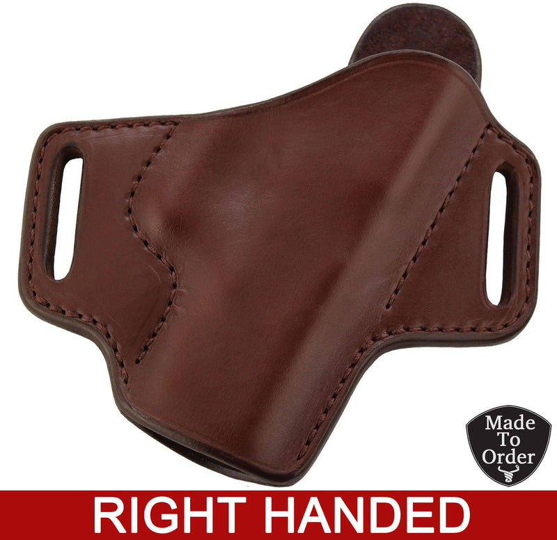 Brown Leather Molded Gun Holster - FBI Forward Cant - Brown Stitching - Right Handed - Bullhide Belts
