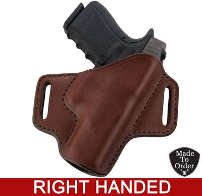 Brown Leather Molded Gun Holster - FBI Forward Cant - Brown Stitching - Right Handed - Bullhide Belts