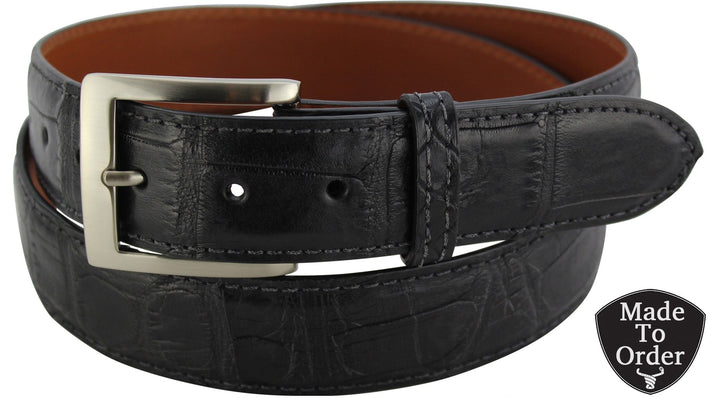 Vintage Bullock\'s Genuine Alligator Belt Black Leather Steerhide Lined USA sz S Vintage Alligator Genuine Steerhide Split Lined Mens Belt  main image 2