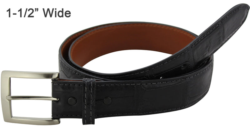 Black alligator skin leather belt 1-1/2 wide by Bullhide Belts