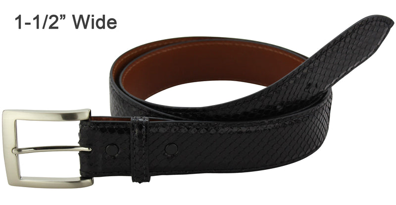 Bullhide Belts Black Python Snake Skin Dress or Casual Designer Belt