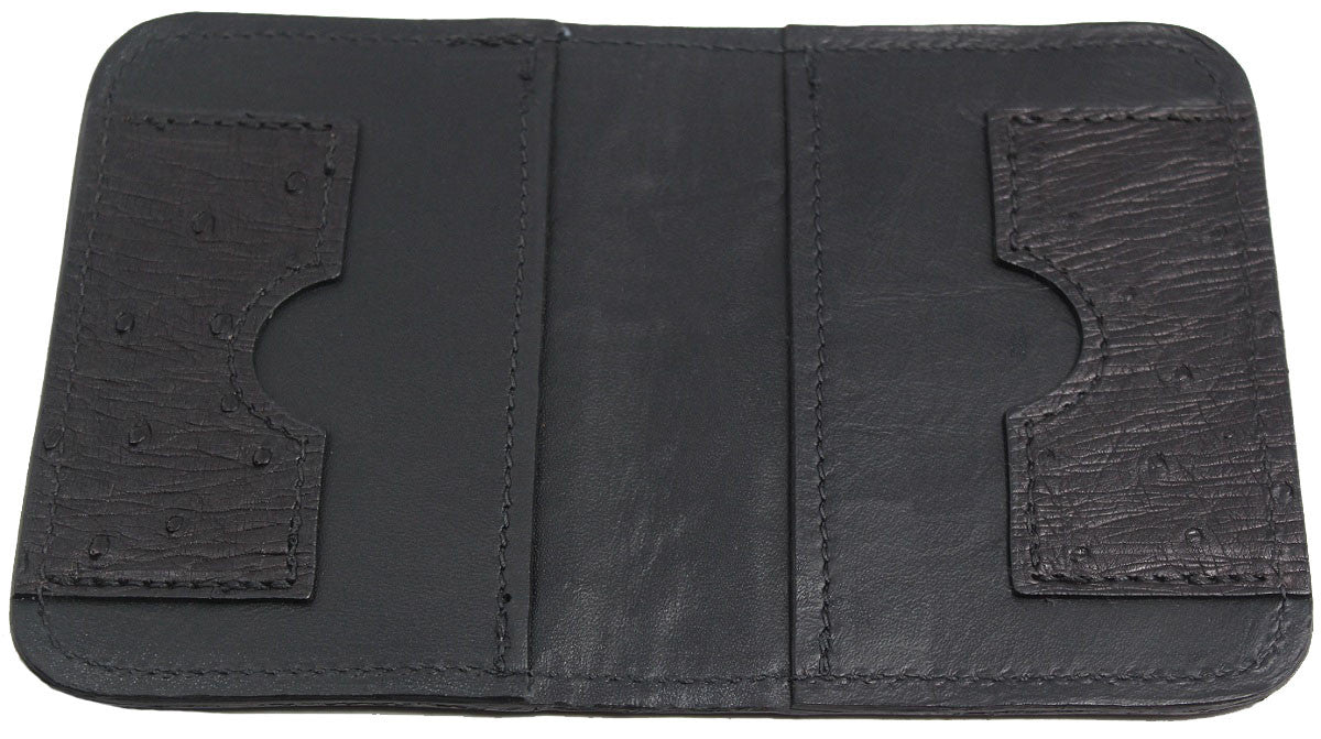 Black Ostrich Passport Holder - Leather Accessories - Michael