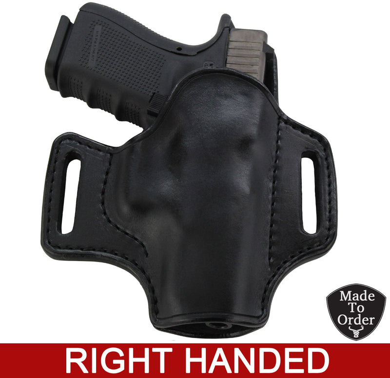 Black Leather Molded Gun Holster - Straight Drop - Black Stitching - Right Handed - Bullhide Belts