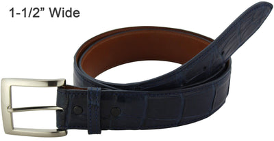 Navy Blue American Alligator Designer Full Grain Leather Belt (Allow Approx. 4 Weeks To Ship) - Bullhide Belts