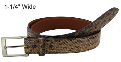 Bullhide Belts Brown Anaconda Snake Skin Dress or Casual Designer Belt