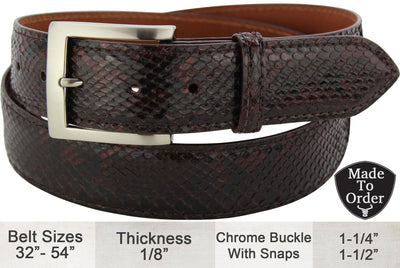 Bullhide Belts Brown Python Snake Skin Dress or Casual Designer Belt