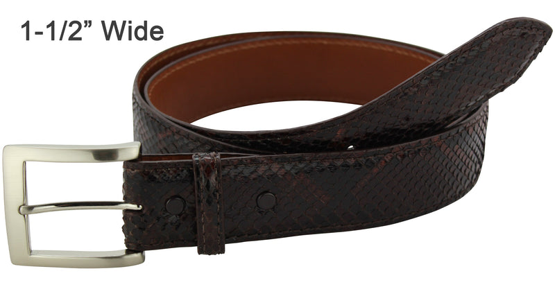 Bullhide Belts Brown Python Snake Skin Dress or Casual Designer Belt