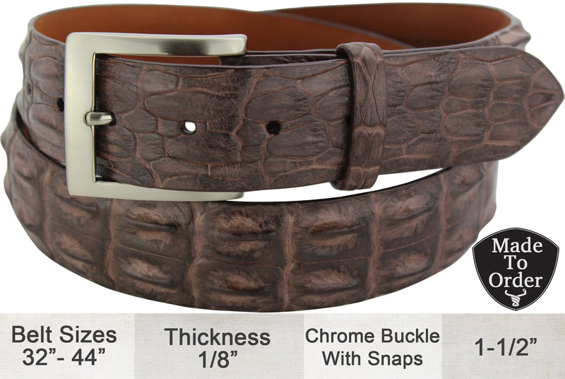 Brown Australian Saltwater Hornback Crocodile Designer Full Grain Leather Belt (Allow Approx. 4 Weeks To Ship) - Bullhide Belts