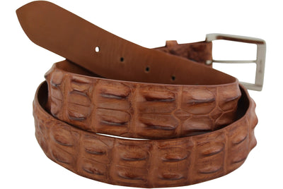 Cognac Australian Saltwater Hornback Crocodile Designer Full Grain Leather Belt (Allow Approx. 4 Weeks To Ship) - Bullhide Belts
