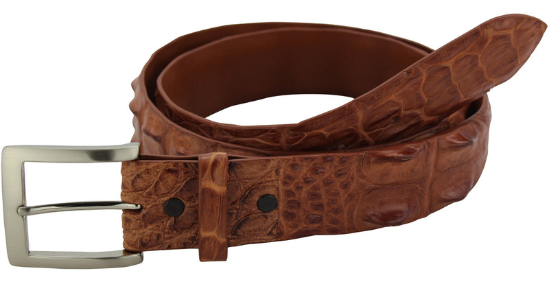 Cognac Australian Saltwater Hornback Crocodile Designer Full Grain Leather Belt (Allow Approx. 4 Weeks To Ship) - Bullhide Belts