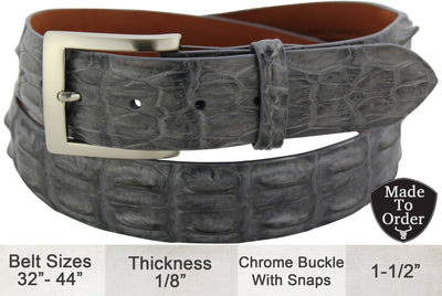 Gray Australian Saltwater Hornback Crocodile Designer Full Grain Leather Belt (Allow Approx. 4 Weeks To Ship) - Bullhide Belts