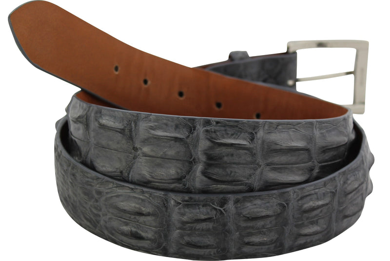 Gray Australian Saltwater Hornback Crocodile Designer Full Grain Leather Belt (Allow Approx. 4 Weeks To Ship) - Bullhide Belts