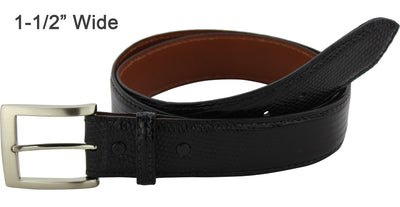 Black Lizard Skin Designer Full Grain Leather Belt (Allow Approx. 4 Weeks To Ship) - Bullhide Belts