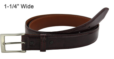 Burgundy Lizard Skin Designer Full Grain Leather Belt (Allow Approx. 4 Weeks To Ship) - Bullhide Belts