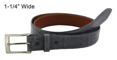 Gray Lizard Skin Designer Full Grain Leather Belt (Allow Approx. 4 Weeks To Ship) - Bullhide Belts