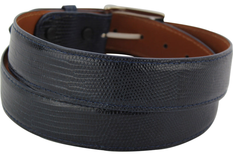 Navy Blue Lizard Skin Designer Full Grain Leather Belt (Allow Approx. 4 Weeks To Ship) - Bullhide Belts