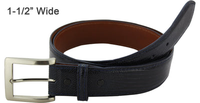Navy Blue Lizard Skin Designer Full Grain Leather Belt (Allow Approx. 4 Weeks To Ship) - Bullhide Belts