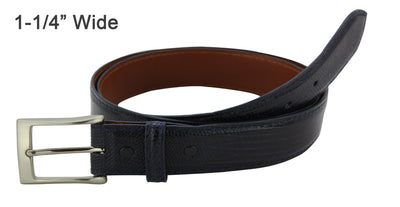 Navy Blue Lizard Skin Designer Full Grain Leather Belt (Allow Approx. 4 Weeks To Ship) - Bullhide Belts