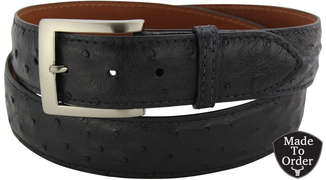 ostrich dress belt Black Ostrich Leather Belt