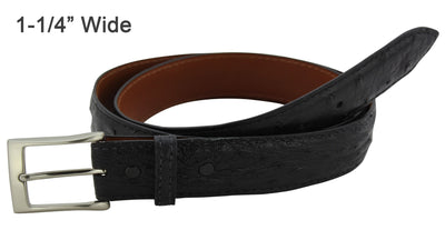 Black Ostrich Designer Full Grain Leather Belt (Allow Approx. 4 Weeks To Ship) - Bullhide Belts