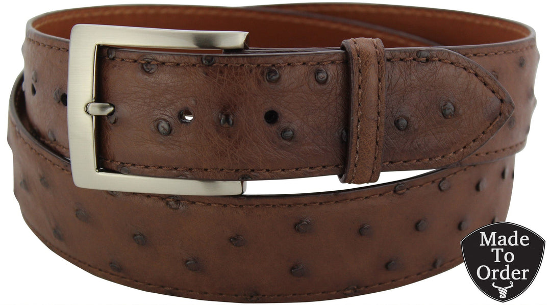 Amazing chocolate brown ostrich belt brand new, never used dark-brown-ostrich-skin-men-s-  main image 2